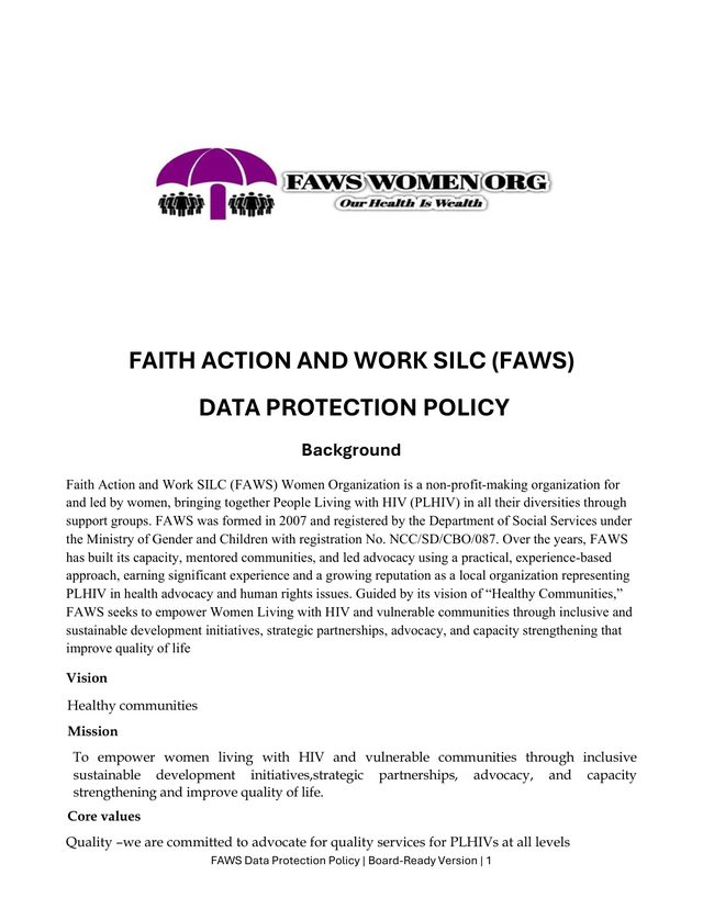 FAWS Data Protection Policy preview